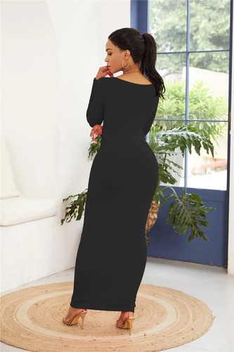 Round Neck Long Sleeve Maxi Wrap Dress - Picture 23 of 36