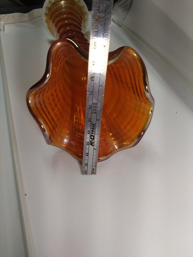 Antique Imperial Mid Size 9 3/4" Tall Ripple Pattern Carnival Glass Vase - Picture 9 of 9
