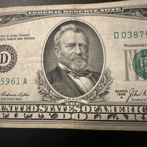 1969a 50 Dollars Vintage Note D03875961a. Excellent Condition - Picture 5 of 6