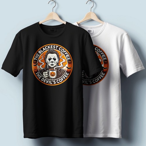 Halloween Die Teufel Kaffee T-Shirt - Schwarz Kaffee Horror Grafik | Unisex - Bild 1 von 4