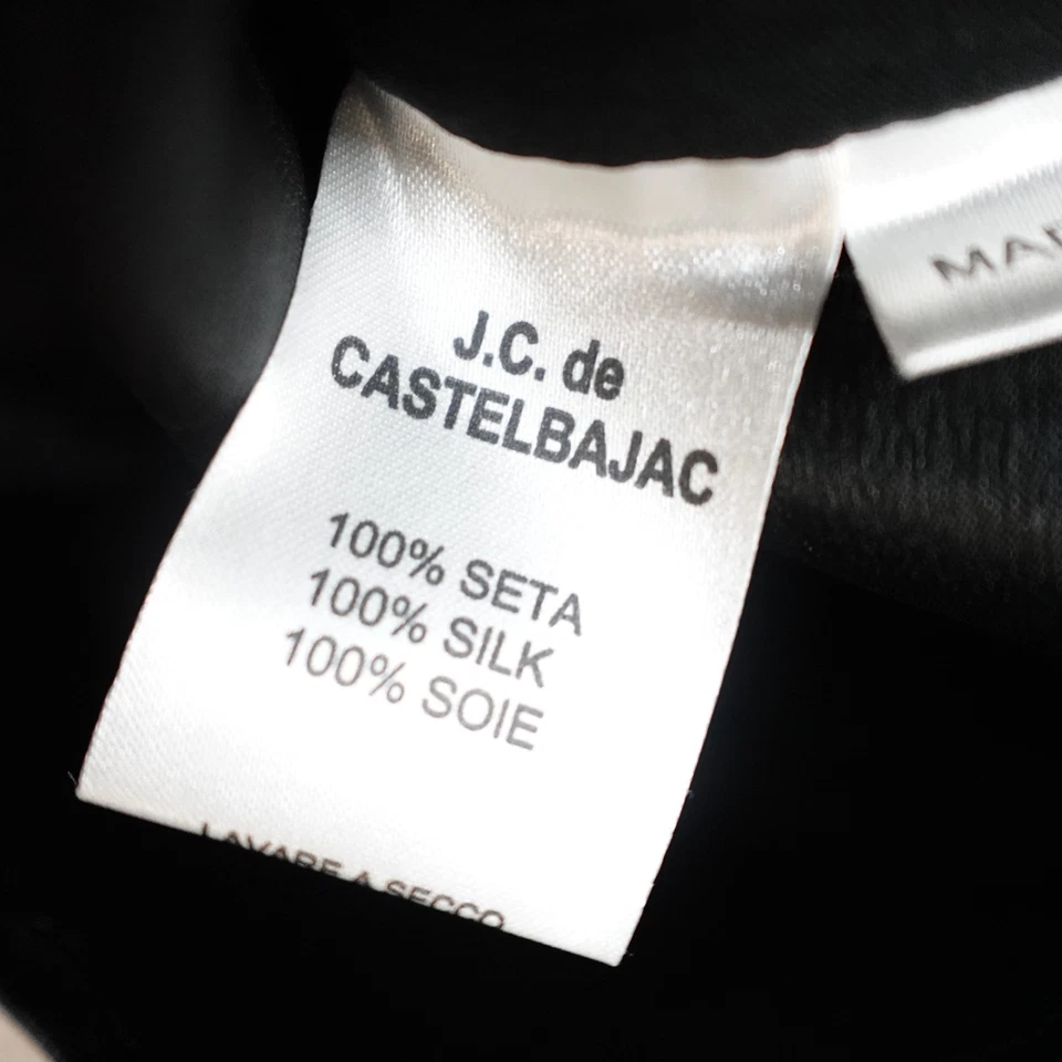 JC De Castelbajac Womens Dress Medium Black Face Zipper 100% Silk - Image 4 of 4