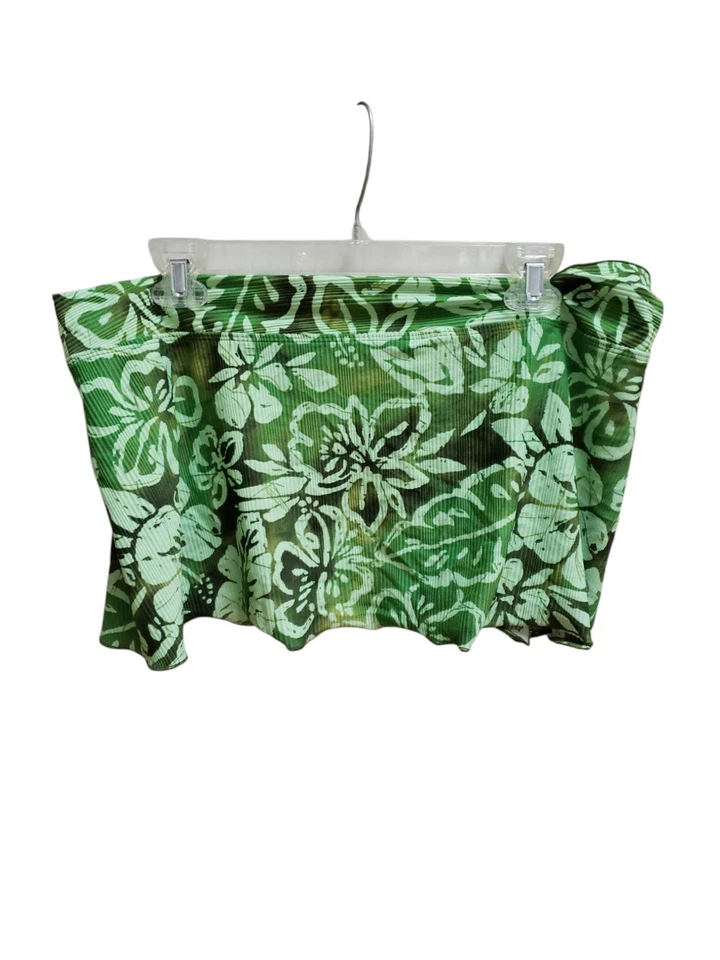 Catalina Sarong Mujer Talla 8/10 Verde Floral Natación Envoltura Acanalada Foto 2 de 4