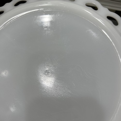 Lot Of 3 Anchor Hocking Milk Glass 1 Round Platter 1 Salad Plate & 1 Footed Bowl - Picture 7 of 8