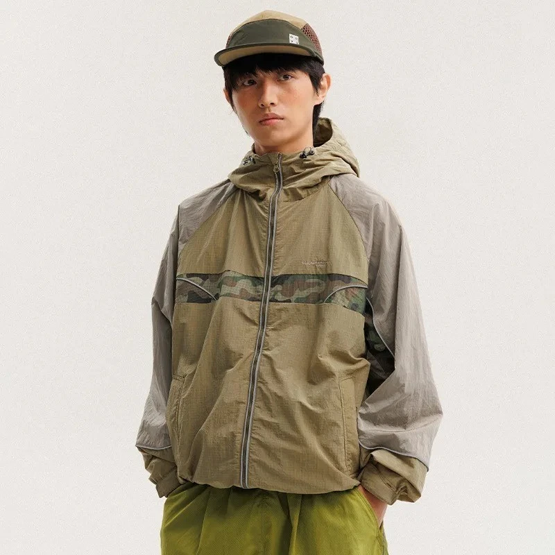 Men Women Reflective Cargo Jacket Waterproof Hooded Streetwear Windbreaker