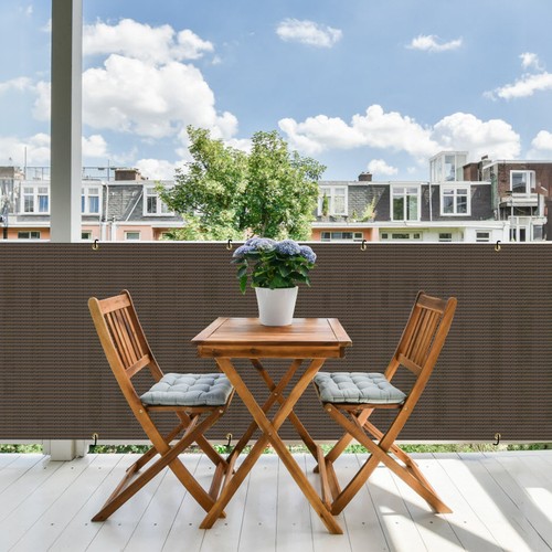 30in Brown Balcony Fence Screen Privacy Fabric Mesh Cover UV Blockage Windshield - Bild 8 von 10