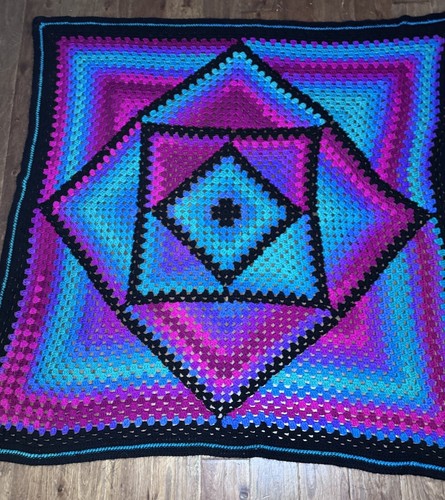 Beautiful Crochet Colorful Handmade Blanket Afghan Large Size 56”x 56” Square