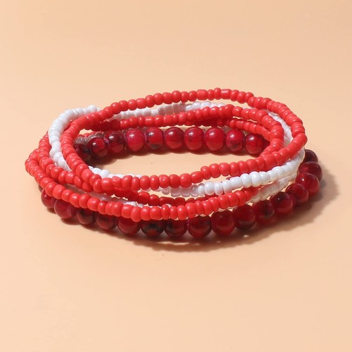 6 Sets Bohemian Stackable Bead Bracelets for Women Stretch Bohemian Style Stretc - Bild 5 von 7