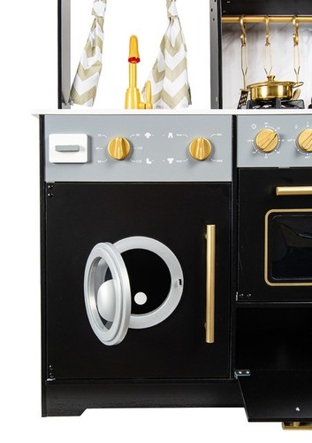 Kinderküche aus Holz Royal Black – große Spielküche mit Wasserfunktion & Zubehör - Bild 7 von 8