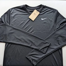 NEW Nike Mens Dri-Fit Long Sleeve Fitness Top DX0993-010 Medium Black T-Shirt