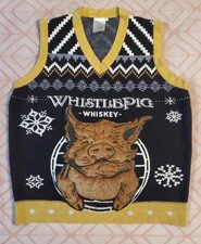 WhistlePig Whiskey Sweater Vest  Large Sleeveless Pig Ugly Xmas Party Sweater