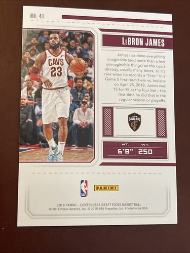 2018 Panini Contenders Draft Picks #41 LeBron James CAVS LAKERS - Picture 8 of 8