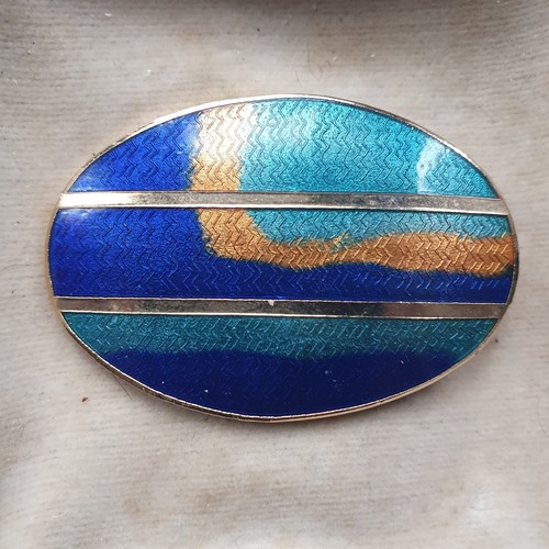 Vintage Brooch - Cloisonne Enamel - Gold Tone - Abstract Pattern - Turquoise - Picture 5 of 8