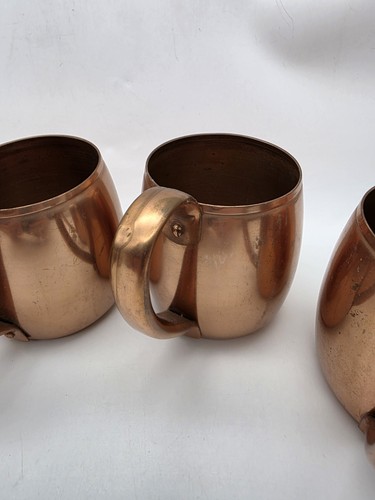 Vintage WEST BEND Solid Copper Moscow Mule Mugs Lot Of 4 Made in USA 3.5" Cups - Picture 11 of 14