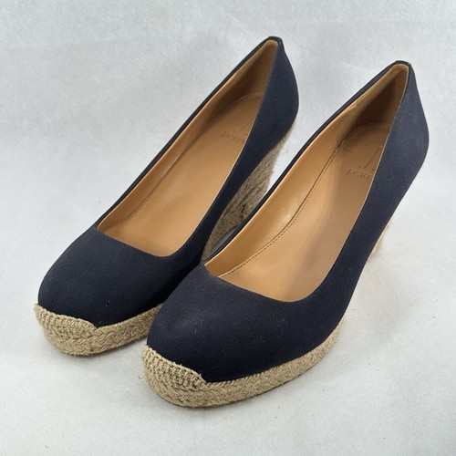 J. Crew Schuhe Canvas Espadrille Wedges Gr. 8,5 blau Slipper adrett maritim schick - Bild 11 von 11