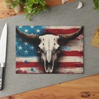 Rustic American Flag Glass Cutting Board, Kitchen Decor, Gift for BBQ Lovers