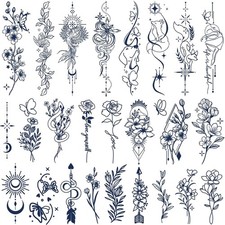 Semi-Permanent Tattoos for Women Girls 100 Plant-Based Ink Small Flower Words A