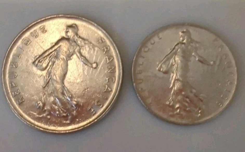 Монеты 1 франк 1973 5 франков 1971 Liberte Egalite Fraternite - Изображение 4 из 4