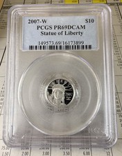 2007-W PLATINUM $10 AMERICAN EAGLE 1/10 OZ PCGS PR69 DCAM .9995 Pt 2890.00 per troy oz