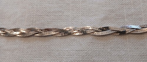 Sterling Silver Twisted Braided Herringbone Bracelet 925 Italy 6-1/2" - Picture 3 of 7