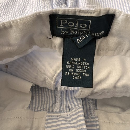 Polo Ralph Lauren Seersucker Pants Blue White Stripe Beach Preppy Cotton Boys 4 - Picture 3 of 3
