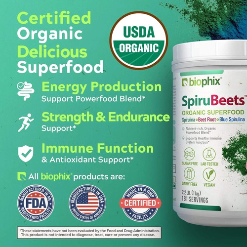 biophix Spirubeets Organic Spirulina Beet Root Powder 2.2 lb 1 kg - Picture 7 of 9