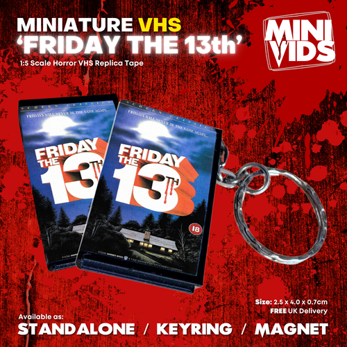 "MiniVids" Miniatur Horror VHS - Horrorfilm Schlüsselanhänger, Magnete, Standalone - Bild 1 von 84