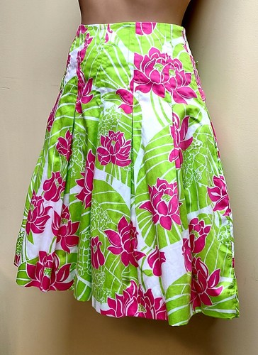 Lilly Pulitzer green, white & pink floral cotton skirt, size 8 - Picture 2 of 5