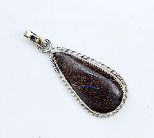 Colgante de ópalo de roca natural sin tratar de plata de ley 925 para unisex ... - Imagen 3 de 5