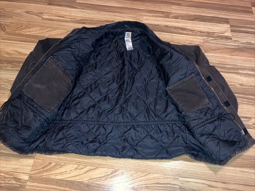 Carhartt Duck Canvas Uomo 2XL Giacca Trapuntata Fodera Cappotto Chore Marrone - Foto 5 di 7