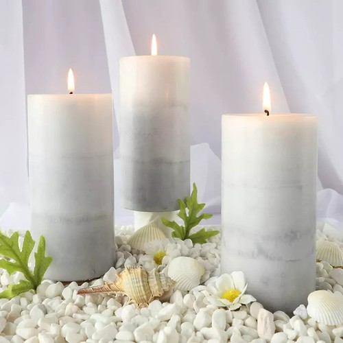 Set of 3 Tall 3X6 Inch White Pillar Candles for Home Décor - 第 8/9 張圖片