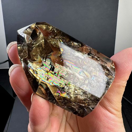 Cristal de cuarzo ahumado natural superior 215 g arco iris mineral espécimen Reiki curación - Imagen 2 de 7