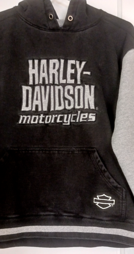 Sudadera con Capucha Harley Davidson Para Hombre Pequeña Negra/Gris Bolsillo Frontal Bordado Pesado - Imagen 8 de 11