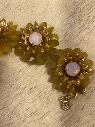 J. Crew Jewelry Crew Embellished Brulee Flower Bracelet Yellow/pink - Picture 3 of 6