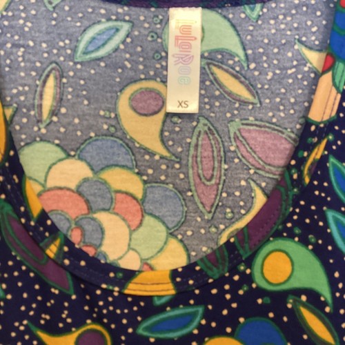 LuLaRoe Classic T Shirt Top Blue Multi Color Size XS Short Sleeve NWT - Picture 3 of 7