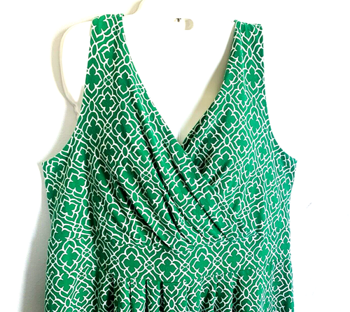 Lands' End Woman L Knit Front Crossover V-Neck Dress Sleeveless Beach Green - Picture 6 of 13