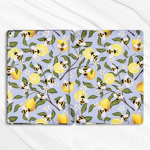 Lemon Bees White Flowers Case For iPad 10.2 Air 3 4 5 Pro 9.7 11 12.9 Mini - Picture 4 of 6