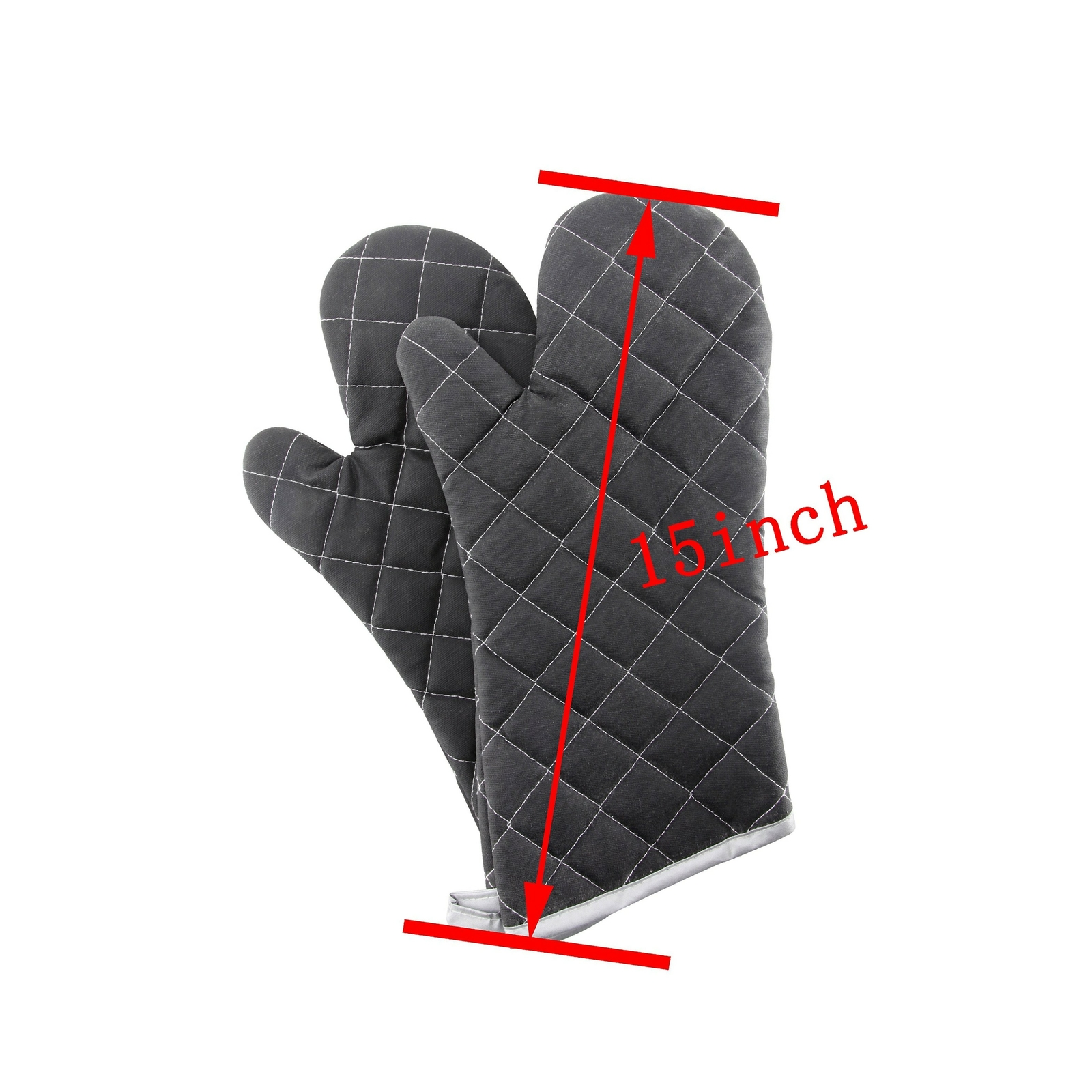 Oven Mitts Flame Retardant Mitts Heat Resistant To 425° F 15 Inch Black Color 2-Pack (7809906919163)