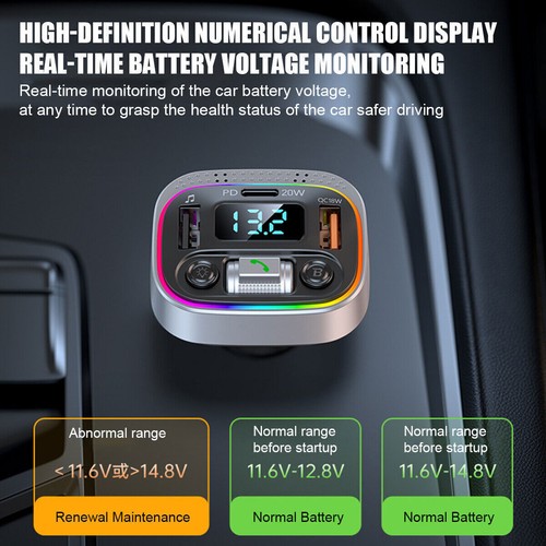 Transmisor FM LED inalámbrico Bluetooth para automóvil Reproductor de MP3 PD USB Adaptador de cargador de automóvil - Imagen 7 de 19