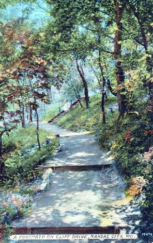 Ein Fußweg auf Cliff Drive Kansas City Missouri Vintage Postkarte mit geteilter Rückseite