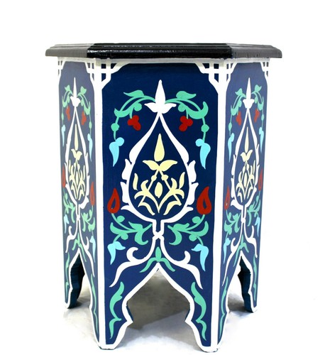 Moroccan Side Table Accent Corner End Piece Authentic Home Decor Blue Size 3 - Picture 2 of 4