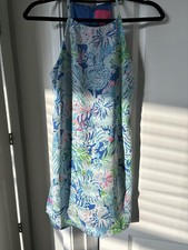 Lilly Pulitzer NEW 168 Coastal Blue Lion Around Pearl Romper 0