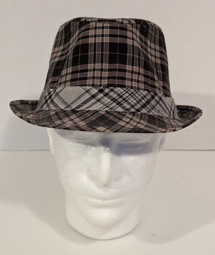 Pug Gear Classic Structured Adult Large Plaid Fedora Short Brim Hat Mens 56 CM
