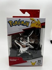Pokemon 25th Year Anniversary Pikachu Silver Battle Figure Jazwares 2021