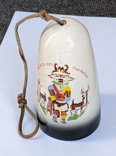 Hopi wind chime Bell Ceramic Tsup The Antelope Kachina, Arizona vintage 1970's - Picture 2 of 7