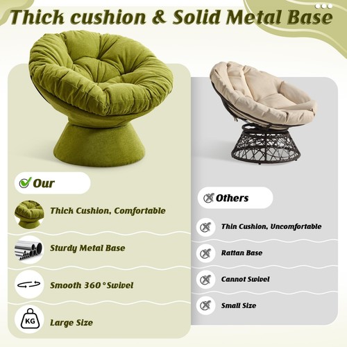 Swivel Accent Chair Armchair Papasan Chair Upholstered Sofa Living Room Bedroom - Picture 3 of 17