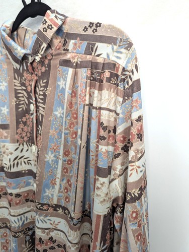 A Personal Touch Vntg Browns Floral Women 3/4 Sleeve Button Up Blouse Size Med - Picture 3 of 11