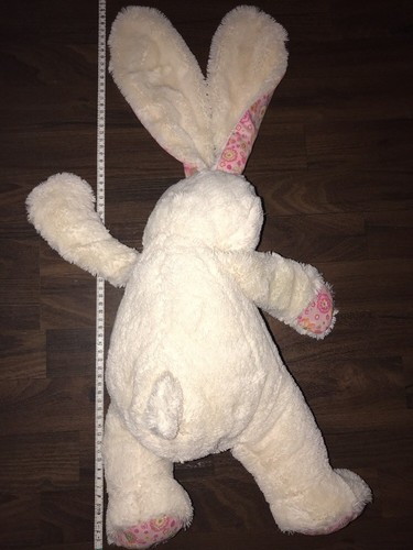 Ernstings Family Stofftier Kuscheltier Plüschtier Hase Rosa Blumen Weiß Creme XL - Bild 4 von 4