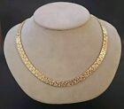 Goldplate: Vintage; Flat Nugget Patterned 18"x8mm Necklace With Push Style Lock