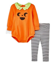 Girls Boys CAT  JACK baby pumpkin outfit 6 12 months NWT Halloween costume top
