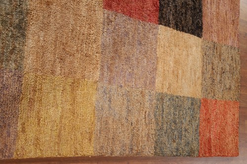 Pastel Color Checked Modern Moroccan Area Rug 4'x6' Jute Hand-knotted Carpet - Picture 8 of 12